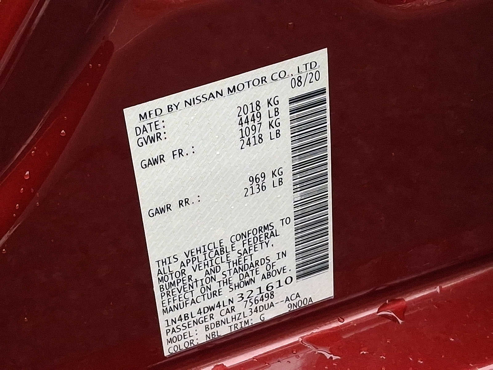 2020 Nissan Altima 2.5 SV AWD Sedan