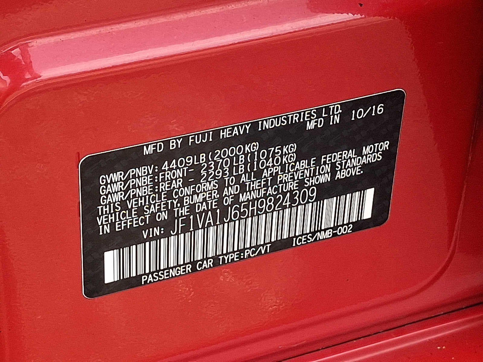 2017 Subaru WRX Limited Manual