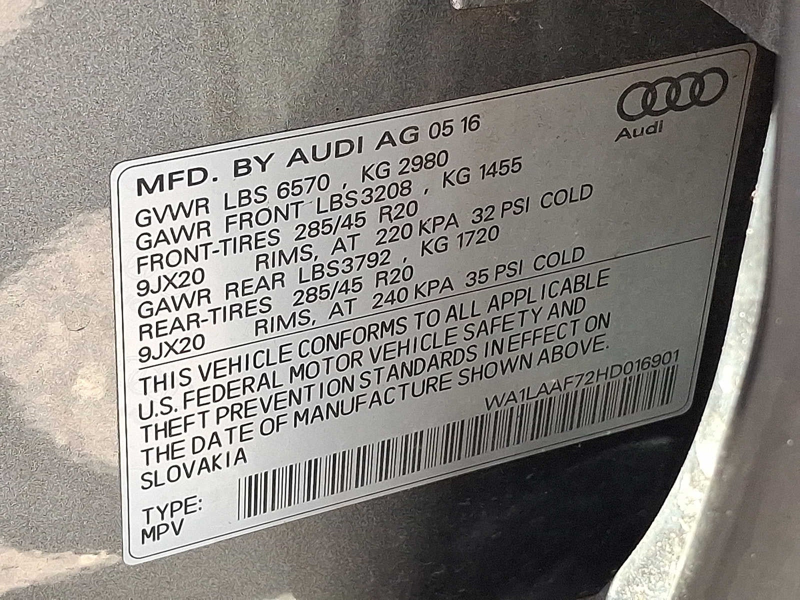 2017 Audi Q7 3.0 TFSI Premium Plus