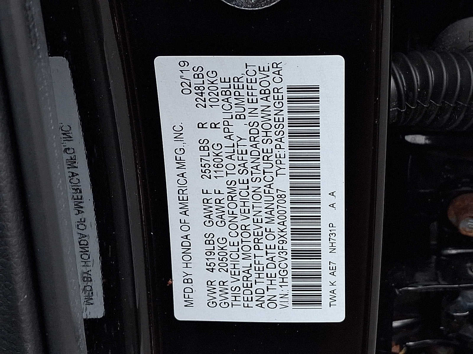 2019 Honda Accord Hybrid Touring Sedan