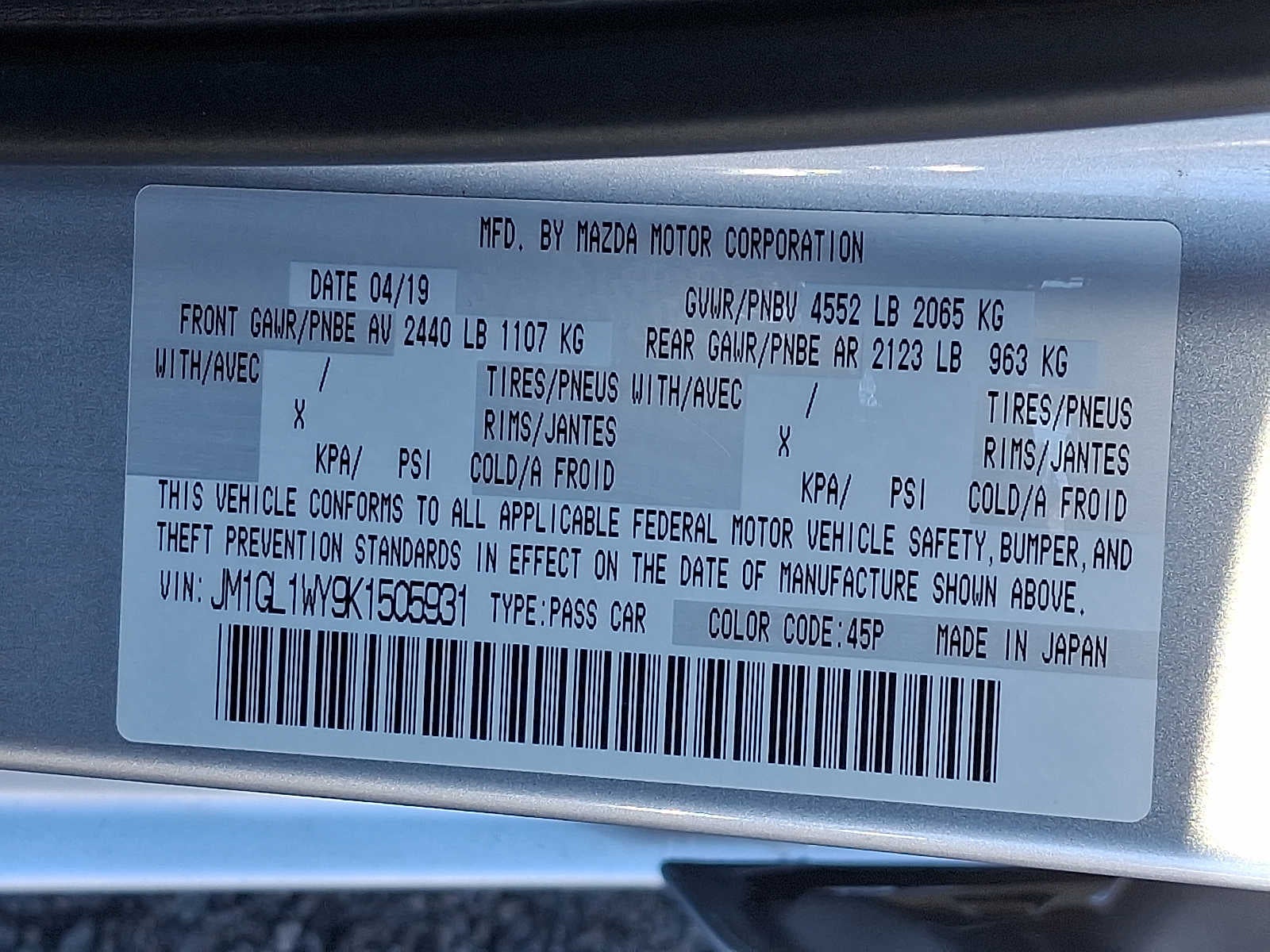 2019 Mazda MAZDA6 Grand Touring Reserve Auto