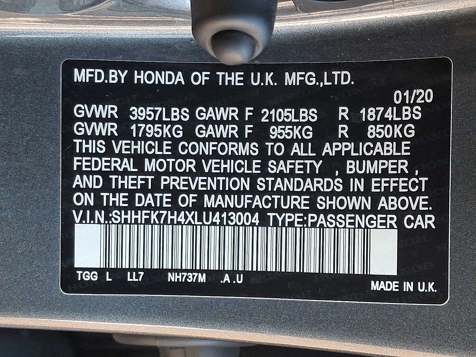 2020 Honda Civic Hatchback Sport CVT